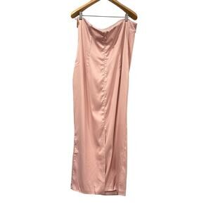 Kaiia Blush Strapless Satin Maxi Dress Ruched Bodycon Coquette Y2K Formal 12 NWT
